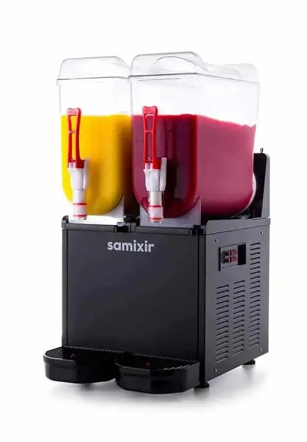 Samixir SLUSH24 Twin Ice Slush Granita Milkshake ve Soğuk Meyve Suyu Dispenseri 12+12 L Siyah