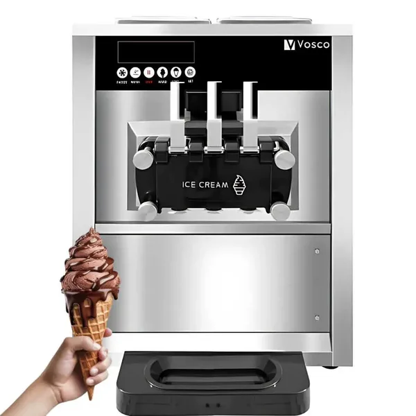 Vosco Pro Silver Soft Dondurma Makinesi Set Üstü Üç Kollu