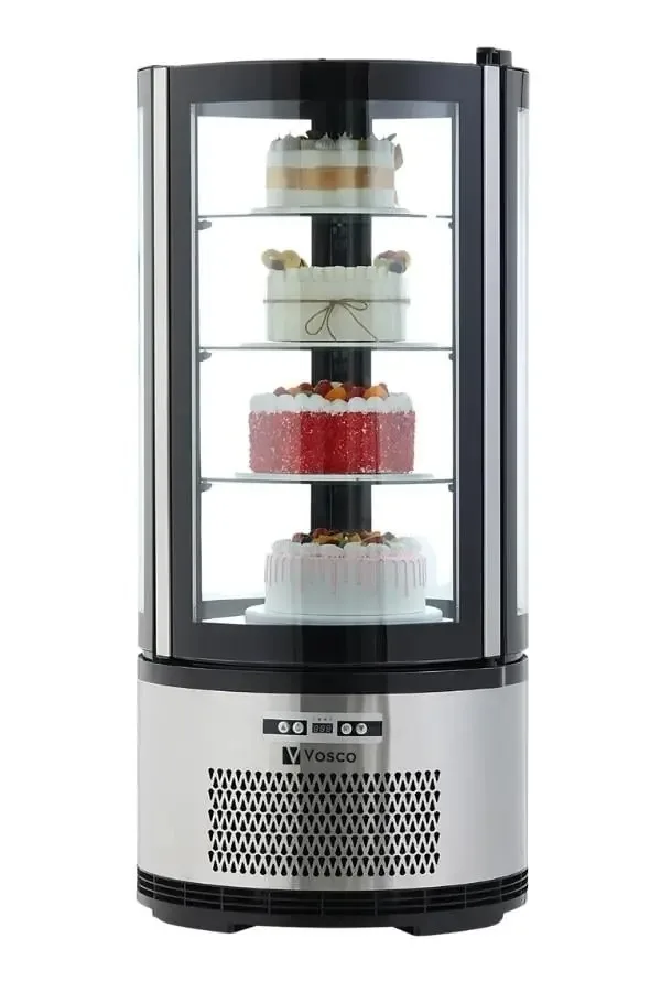 Vosco VFT-100R Dikey Yuvarlak Pasta Teşhir Dolabı, 100 Litre