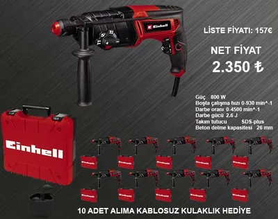 Einhell TC-RH 800 4F 800W Kırıcı Delici 10 ADET KAMPANYA