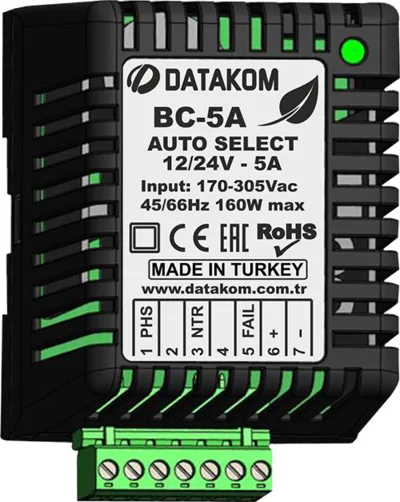 Datakom BC5A Otomatik Seçimli Akü Şarj Cihazı