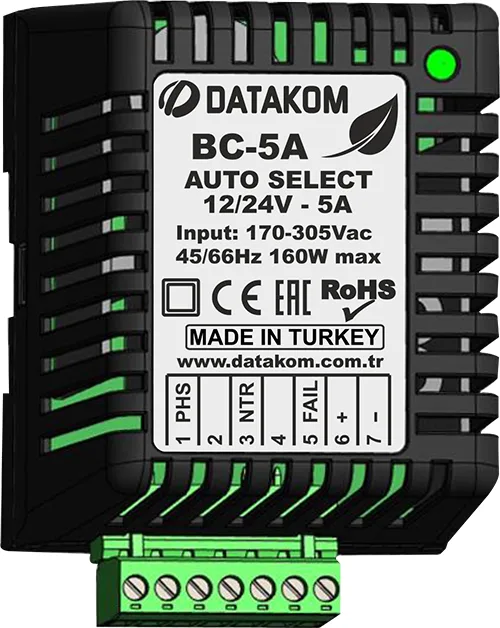 Datakom BC5A Otomatik Seçimli Akü Şarj Cihazı