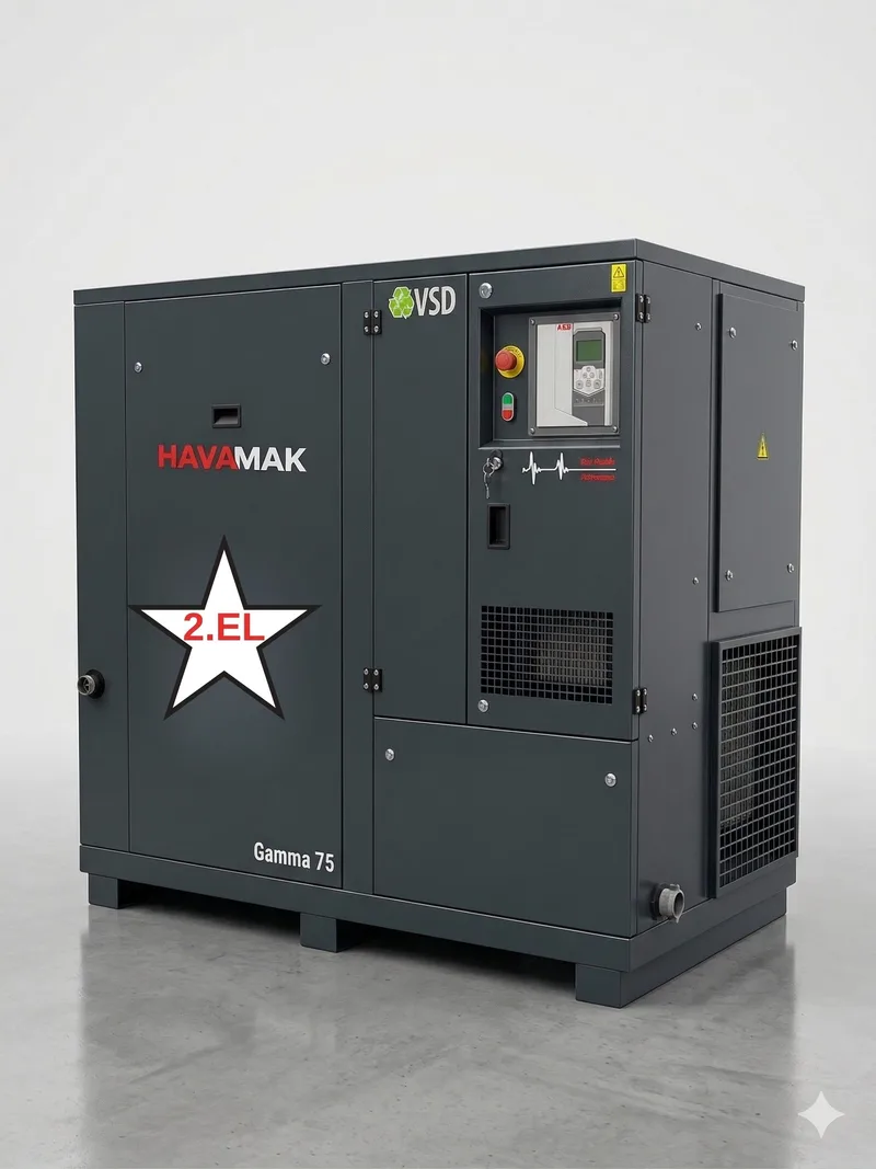 HAVAMAK Marka 55 Kw 75 HP İnverter 2.EL Vidalı Kompresör