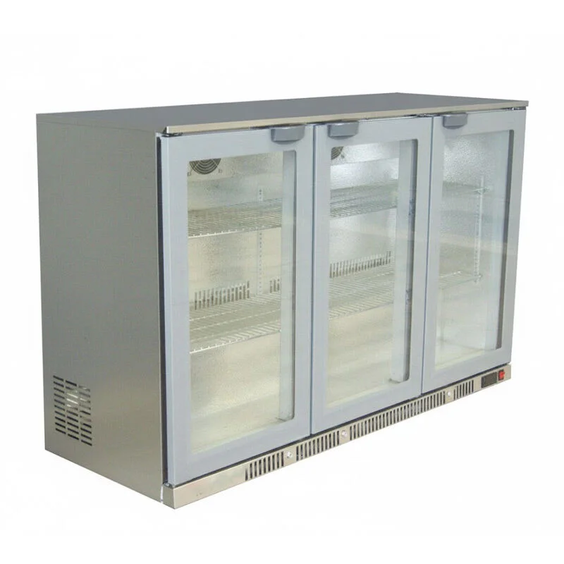 Senox SBCS-350 Bar Arkası Şişe Soğutucu Dolap, 3 Sürgülü Kapılı, 338 L, Krom