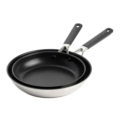 KitchenAid Paslanmaz Çelik Kızartma Tavası Seti, Seramik Kaplama 24 cm + 28 cm