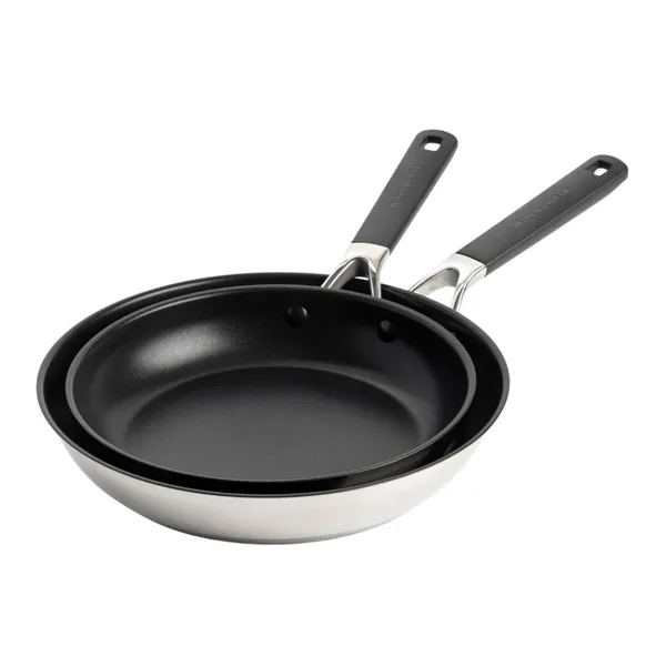 KitchenAid Paslanmaz Çelik Kızartma Tavası Seti, Seramik Kaplama 24 cm + 28 cm
