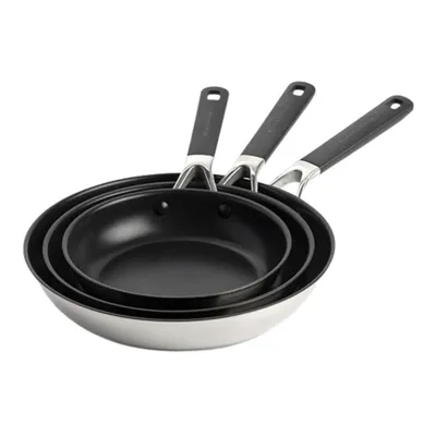 KitchenAid Paslanmaz Çelik Kızartma Tavası Seti, Seramik Kaplama 20 cm + 24 cm + 28 cm