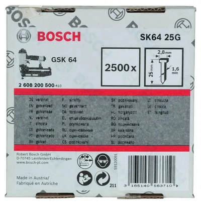 Bosch - GSK 64 Çivisi 25 mm 2500li Galvanizli