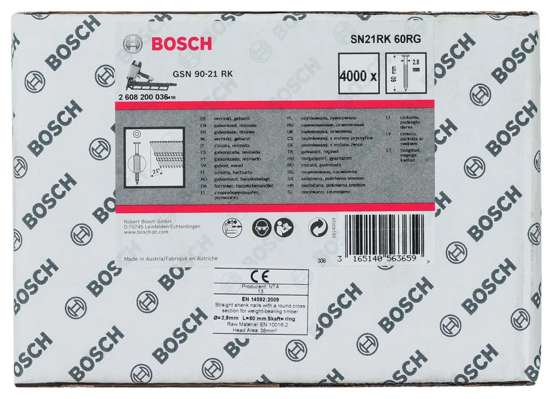 Bosch - GSN 90-21DK Çivi  60mm 4000li YivliÇinko