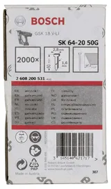 Bosch - Başsız Çivi 20ᵒ 50 mm Galvanizli 2000li - Görsel 1