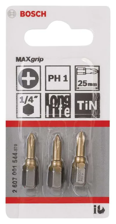 Bosch - Max Grip Serisi Vidalama Ucu PH1*25 mm 3'lü