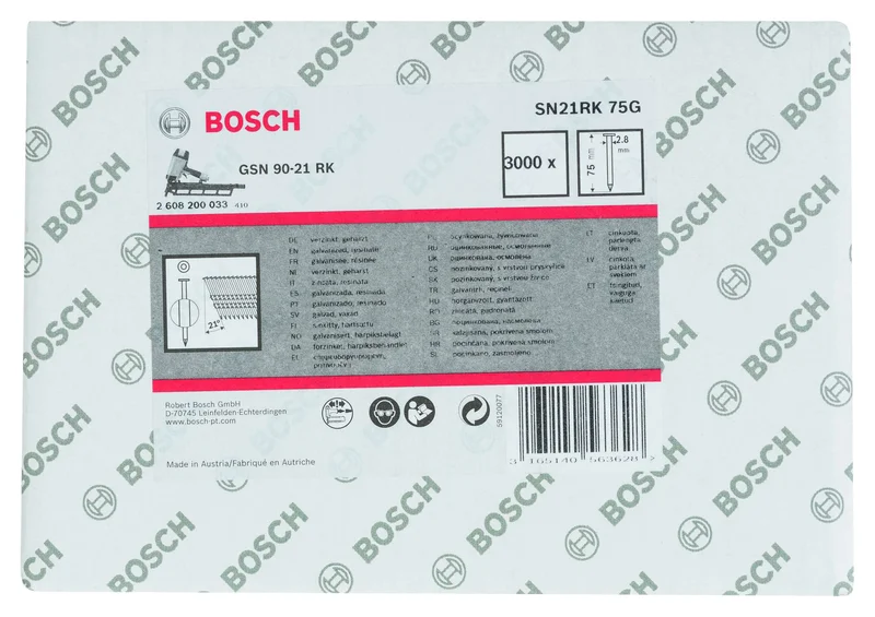Bosch - GSN 90-21DK Çivi 75mm 3000li Düz ÇinkoK