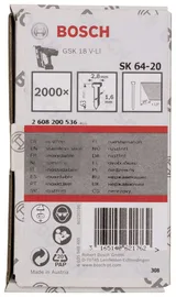 Bosch - Başsız Çivi 20ᵒ 63 mm Paslanmaz 2000li - Görsel 1