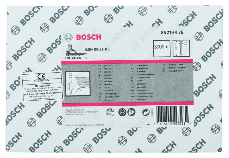 Bosch - GSN 90-21DK Çivi 75mm 3000li Düz Parlak