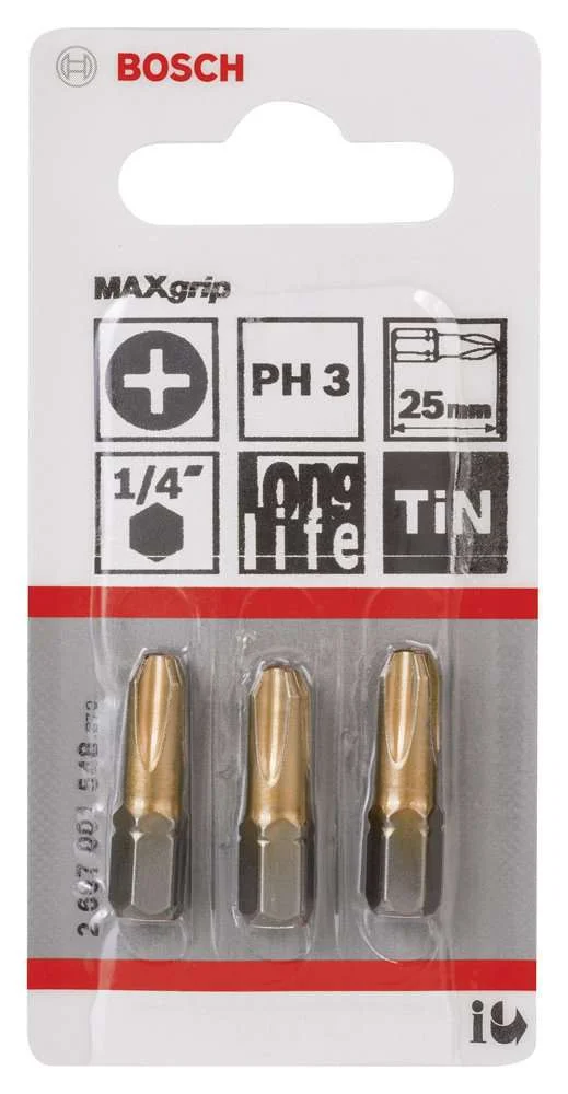 Bosch - Max Grip Serisi Vidalama Ucu PH3*25 mm 3'lü