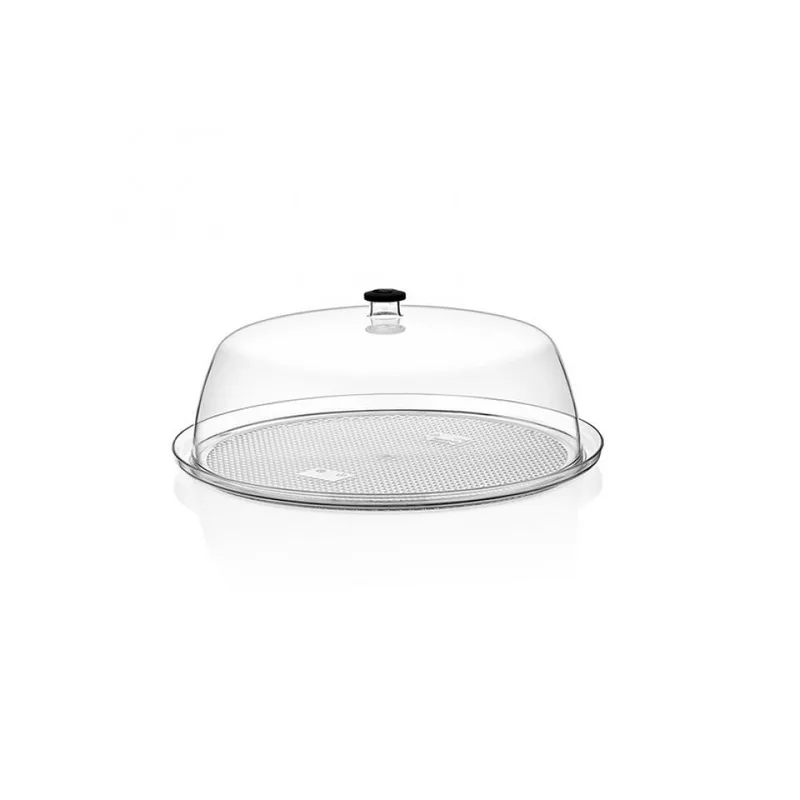 GastroPlast Polikarbonat Yuvarlak Fanus + Yuvarlak Tepsisi, 35 cm, Şeffaf