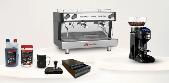 HORECAMARK CAFE SET MSX Kafe Ekipman Seti Mypresso Q2 TC Espresso Makinesi Otomatik Değirmen Barista Set Temizlik Set