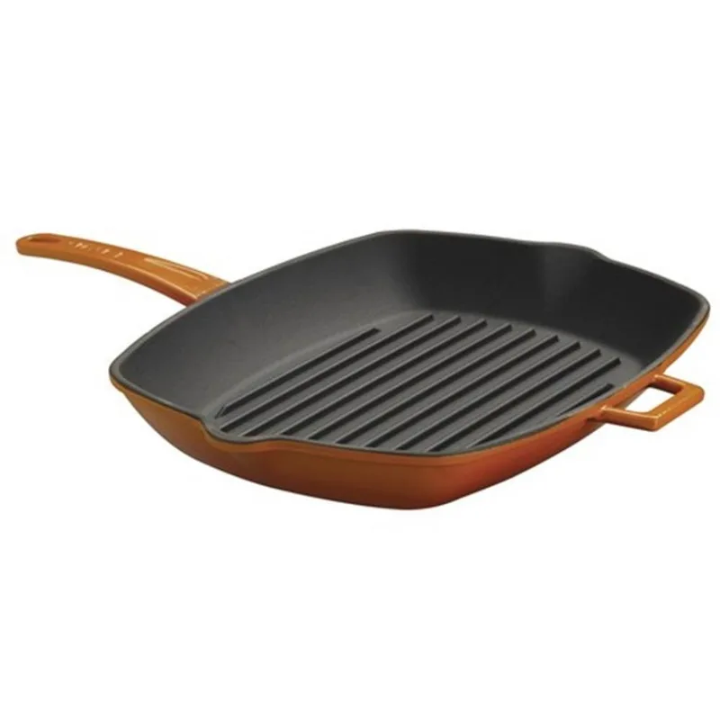 Izgara Tava Döküm Metal Saplı 2,2 Litre Turuncu 26x26 Cm