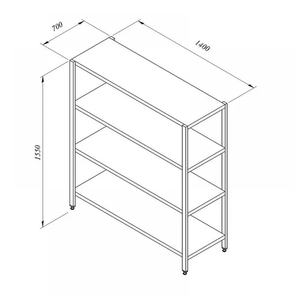 Portashelf İstif Rafı, 4 Düz Tabla, 140x70 cm