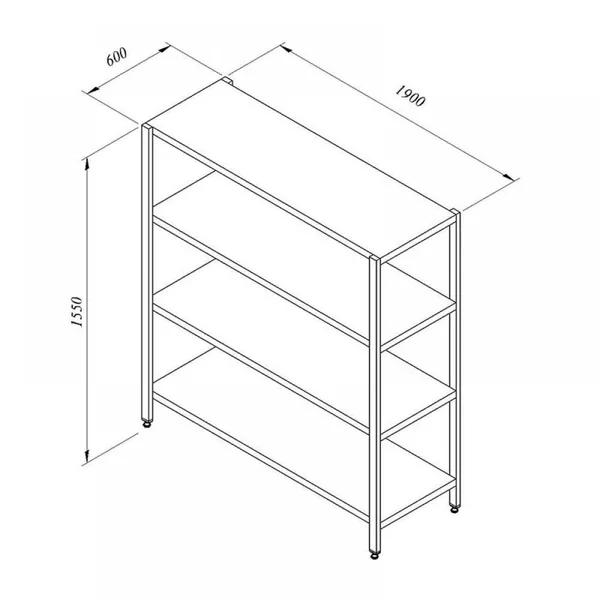 Portashelf İstif Rafı, 4 Düz Tabla, 190x60 cm