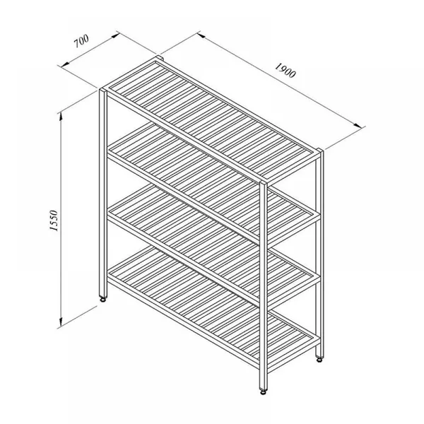 Portashelf İstif Rafı, 4 Izgara Tabla, 190x70 cm