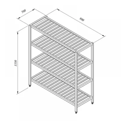 Portashelf İstif Rafı, 4 Izgara Tabla, 90x70 cm