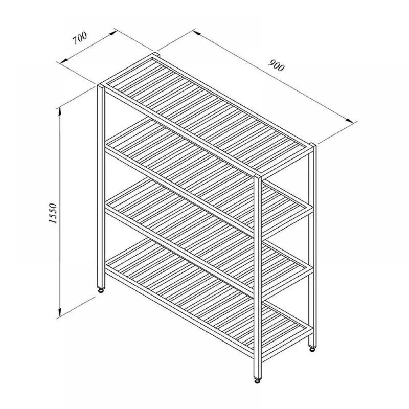 Portashelf İstif Rafı, 4 Izgara Tabla, 90x70 cm