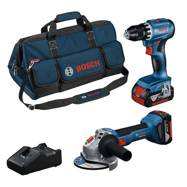 BOSCH KOMBİ SETİ GSR 18V-45 Akülü Matkap + GWS 18V-8 Akülü Taşlama (2x4.0Ah) (0 615 A50 07N)