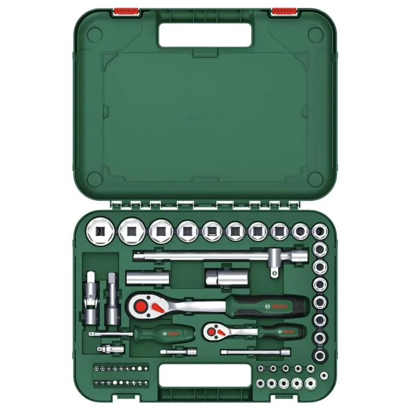 Bosch 1600A02Z9G 1/4'' + 1/2'' Cırcırlı Somun Sıkma Seti 56 parça