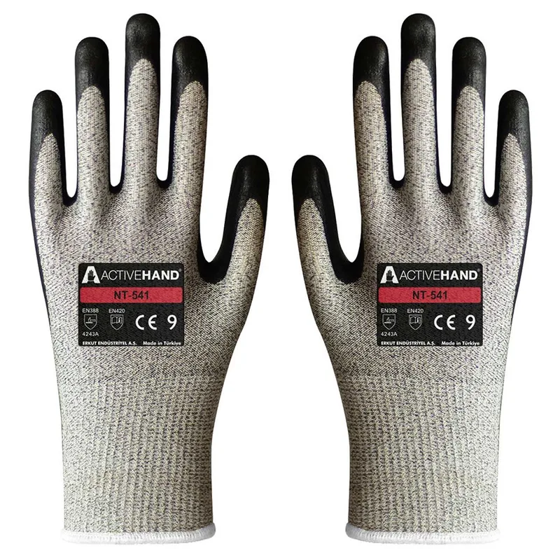 Activehand NT541 GR/SY Nitril Köpük Kaplamalı Eldiven HPPE Kesilmeye Dirençli İplik