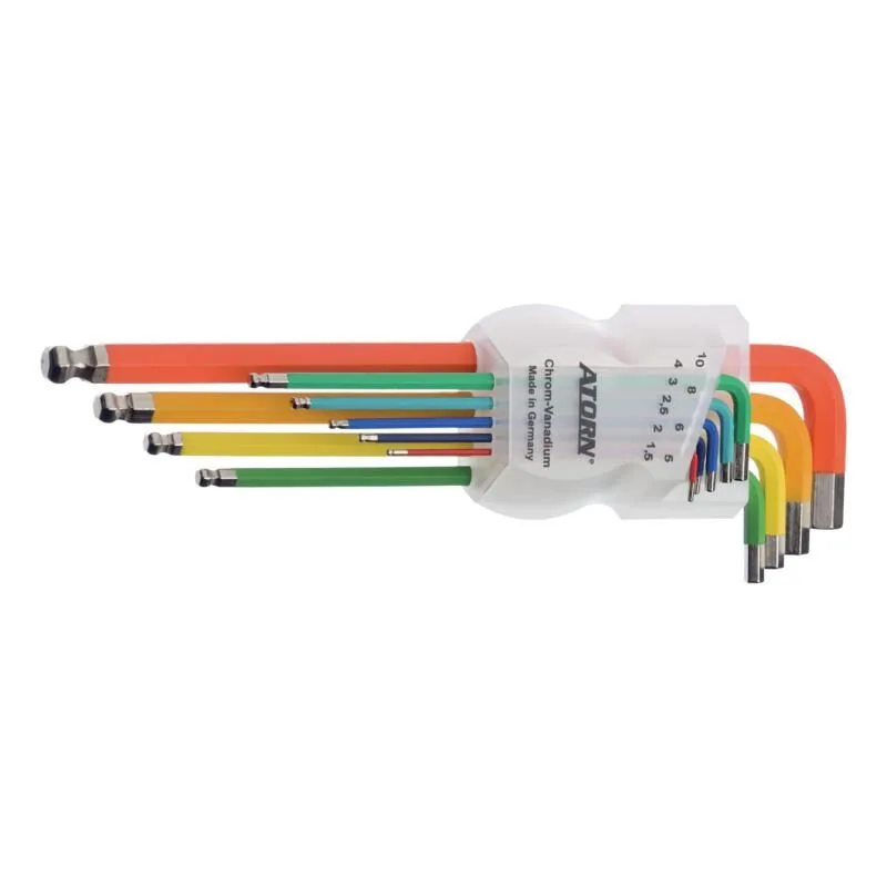 Atorn 1.5-10mm Altıgen Renkli Allen Anahtar Takımı 9 parça