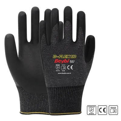 Beybi B-FLEX 110 Nitril Kaplı Likralı Örme Eldiven