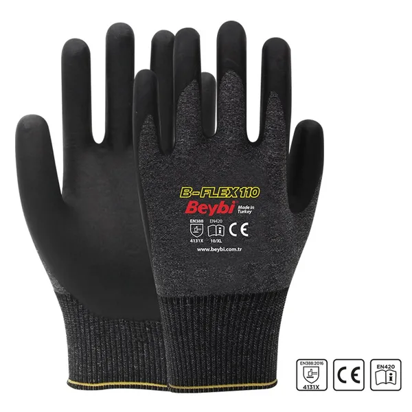 Beybi B-FLEX 110 Nitril Kaplı Likralı Örme Eldiven