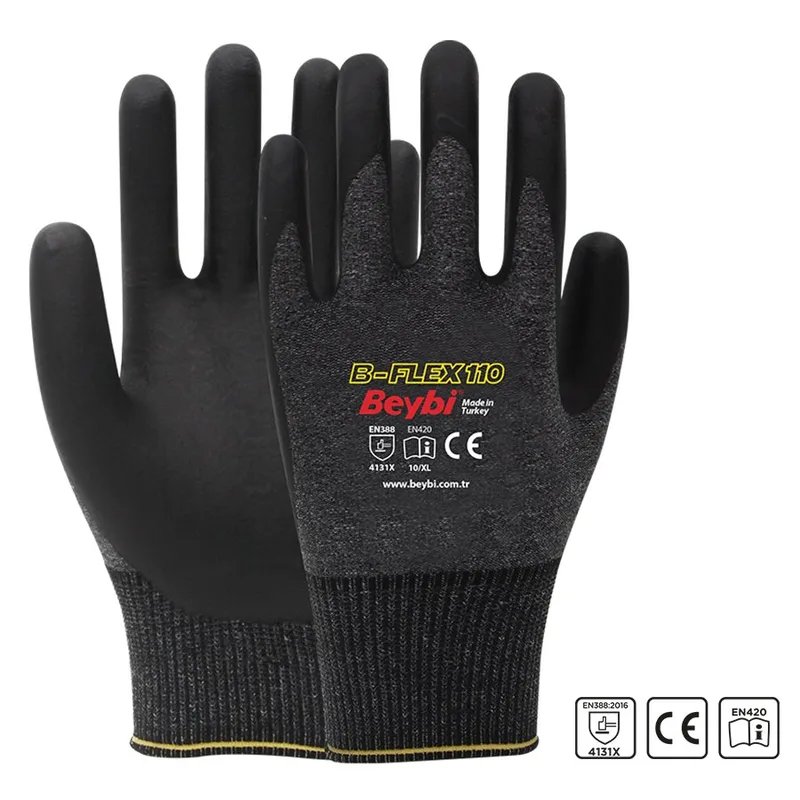 Beybi B-FLEX 110 Nitril Kaplı Likralı Örme Eldiven