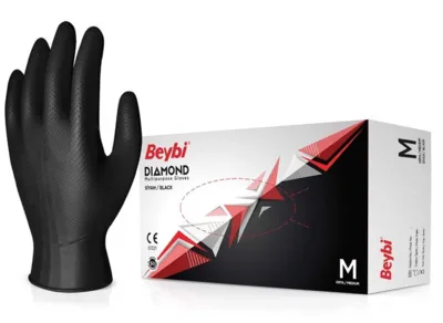 Beybi Diamond Siyah Nitril Eldiven - 50'lik Kutu Small