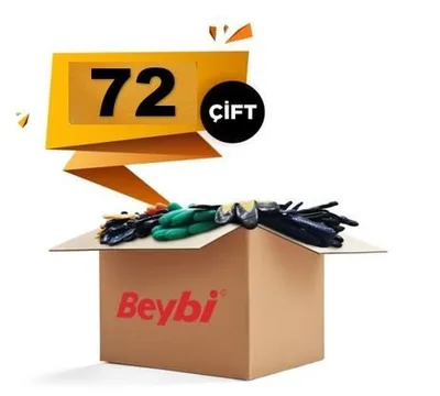 Beybi Korun Uzun Siyah Tırtıklı Lateks Crinkle Eldiven 1 KOLİ ( 72 ADET )