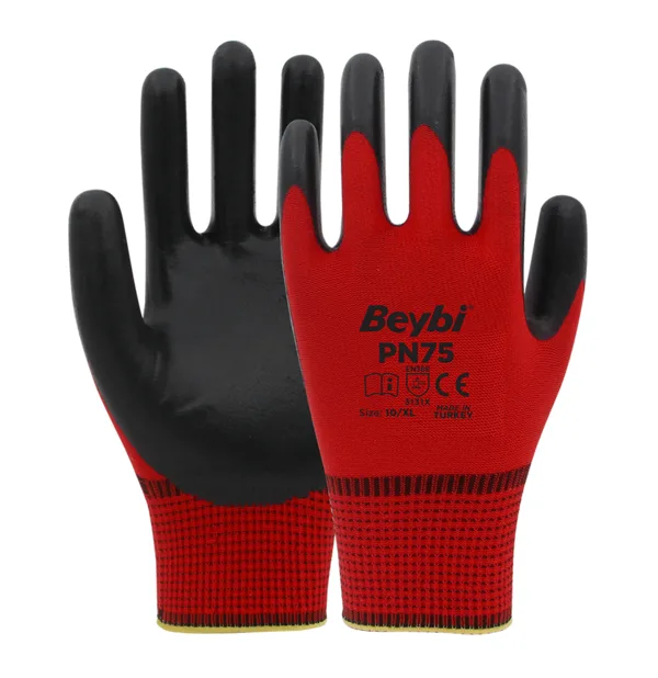 Beybi PN75 Polyester Örme Nitril Eldiven
