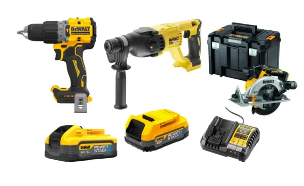Dewalt DCD805NT & Dewalt DCH133NT & Dewalt DCS565NT & Dewalt DCB1104 & Dewalt DCBP518 & Dewalt DCBP034 Powerstack Set