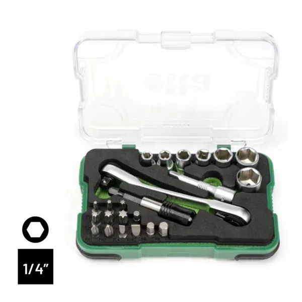 Elta 1/4'' Altı Köşe Cırcırlı Lokma Anahtar Ve Bits Set 23 Parça
