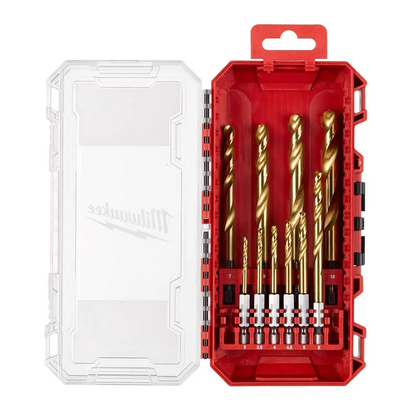 Milwaukee 10 Parça Red Hex Girişli HSS-G Tin Metal Matkap Ucu