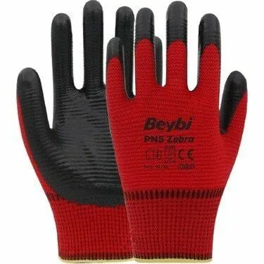PN5 Zebra Polyester Örme Nitril Eldiven