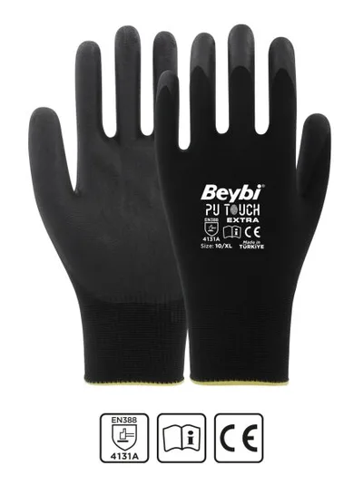 Beybi Pu Touch Ekstra Poliüretan Kaplı Polyester Örme Eldiven