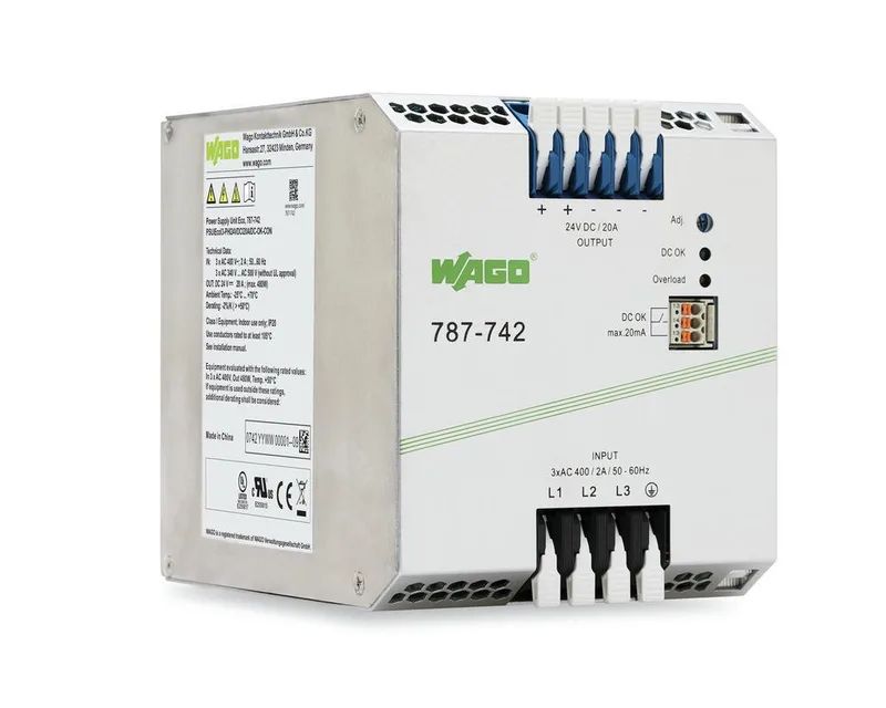 787-742 3 faz Giriş AC 325V .575V 24 VDC/ 20 A, paralelleme, DC ok sinyali