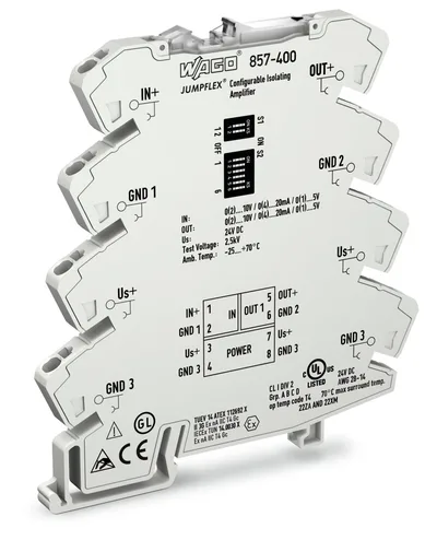 857-400 Sinyal dönüştürücü izolasyon kuvvetlendirici 0(4)-20mA, 0-5V, 0-10V, 2-10V, 1-5V giriş/çıkış
