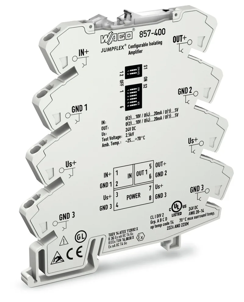 857-400 Sinyal dönüştürücü izolasyon kuvvetlendirici 0(4)-20mA, 0-5V, 0-10V, 2-10V, 1-5V giriş/çıkış
