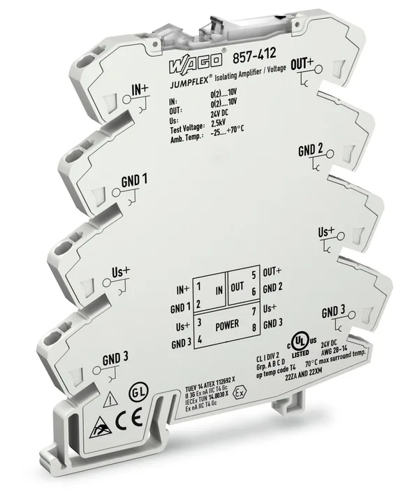 857-412 3 yollu izolasyonlu kuvvetlendirici giriş: 0(2)..10 V çıkış : 0(2)..10 V