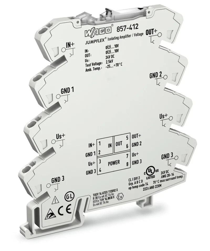 857-412 3 yollu izolasyonlu kuvvetlendirici giriş: 0(2)..10 V çıkış : 0(2)..10 V