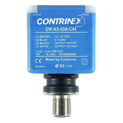 DW-AS-60A-C44 15mm 40 x 40 (C44), Gömülebilir PNP, Değiştirme (NO / NC) M12 4 pimli Endüktif Sensör