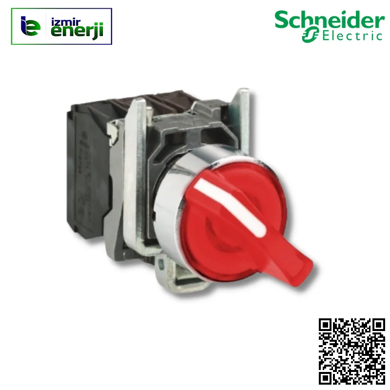 XB4-BK124B5 Kırmızı 1 NA + 1 NK LED”li 24 V AC/DC Kalıcı 1-0-2 Mandal Buton