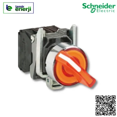 XB4-BK125M5 Sarı 1 NA + 1 NK  LED”li 220 V AC Kalıcı 1-0-2 Mandal Buton